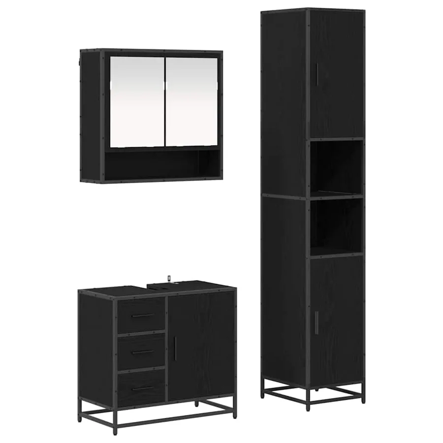 Ensemble de mobilier de salle de bain 3 pcs Chêne noir - 2
