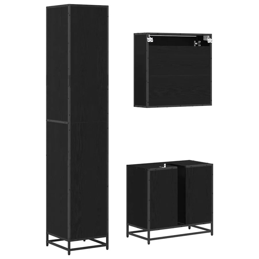 Ensemble de mobilier de salle de bain 3 pcs Chêne noir - 9