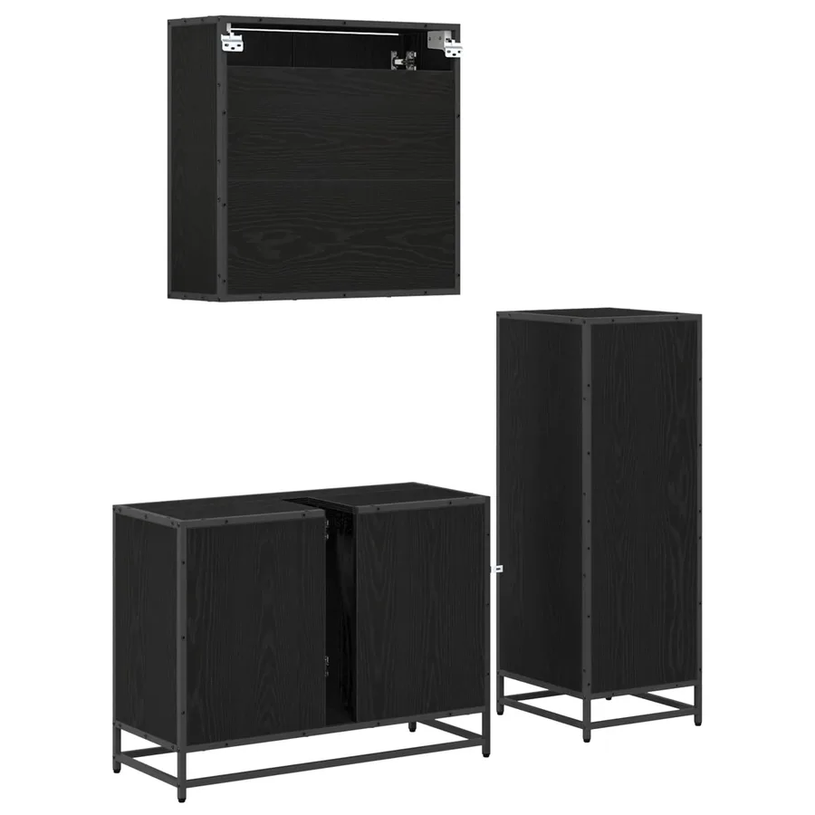 Ensemble de mobilier de salle de bain 3 pcs Chêne noir - 10