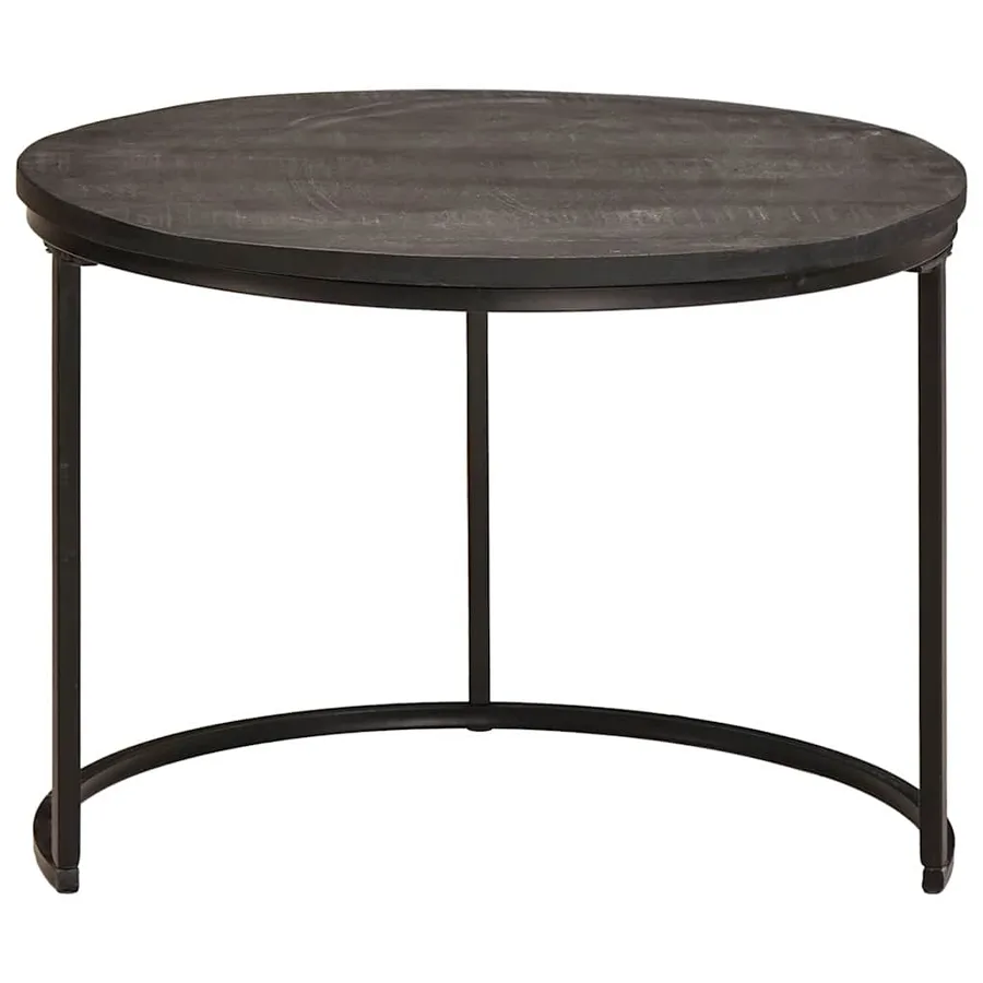 Tables basses gigognes 3 pcs Bois de mangue massif et acier - 4