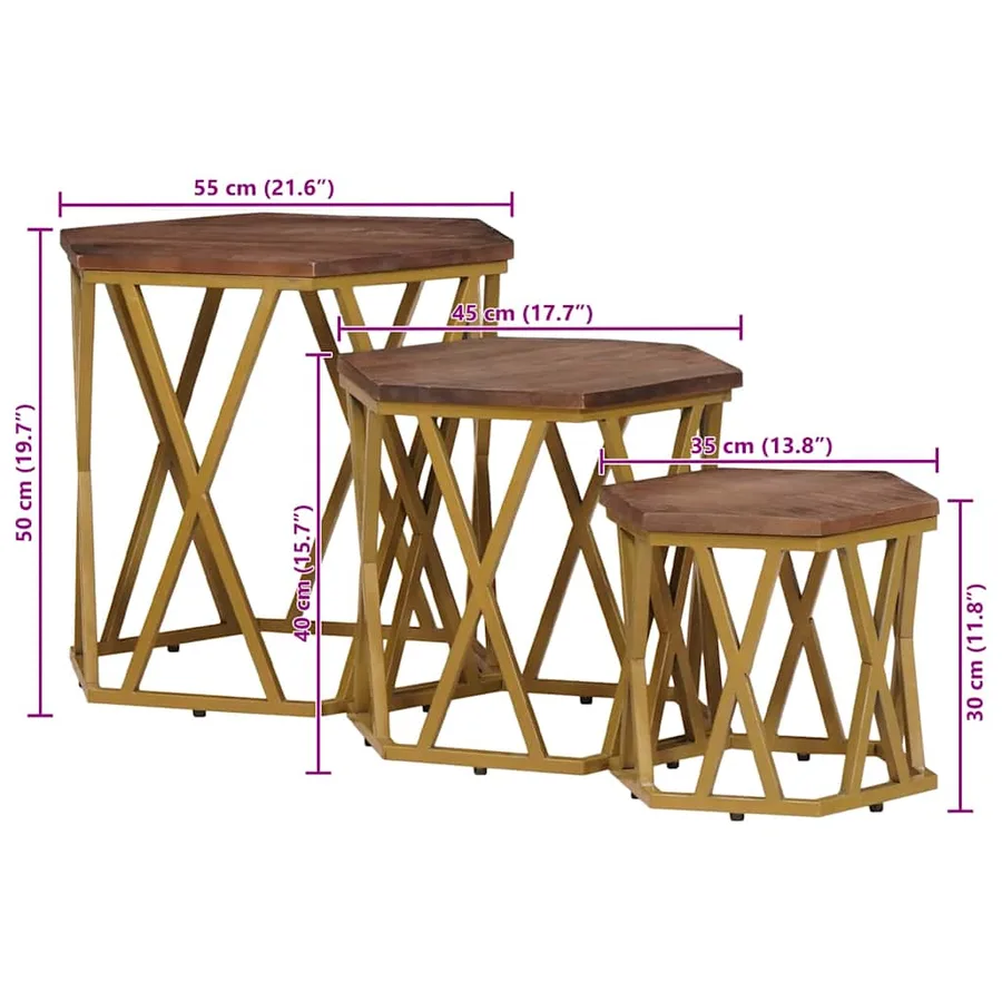 Tables basses Marron 55 x 55 x 50 cm Bois de mangue massif - 12