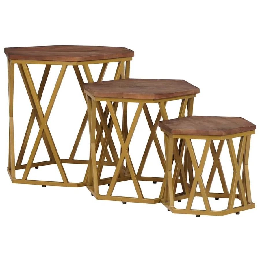 Tables basses Marron 55 x 55 x 50 cm Bois de mangue massif - 3