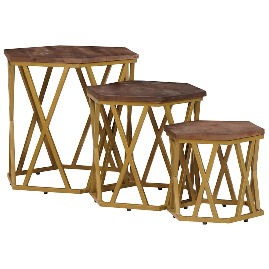 Tables basses Marron 55 x 55 x 50 cm Bois de mangue massif - 4