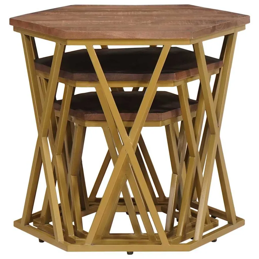 Tables basses Marron 55 x 55 x 50 cm Bois de mangue massif - 5
