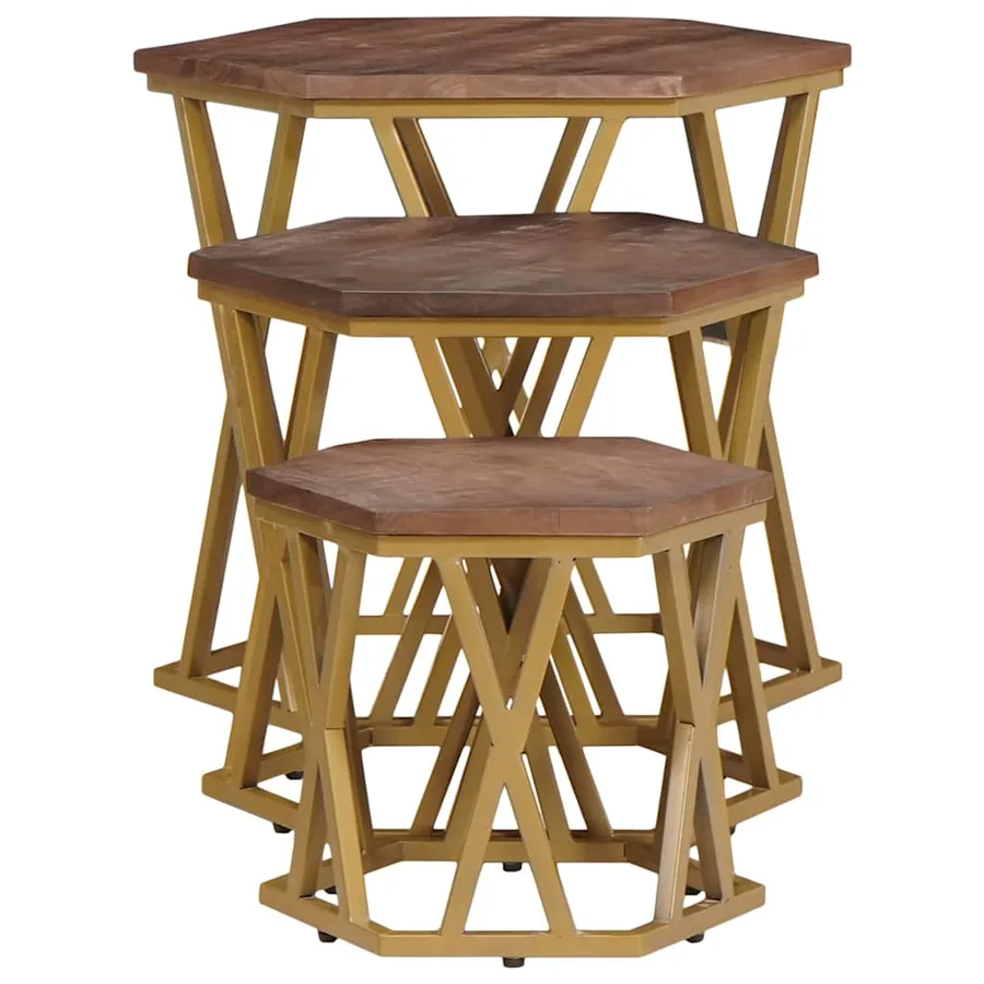 Tables basses Marron 55 x 55 x 50 cm Bois de mangue massif - 6