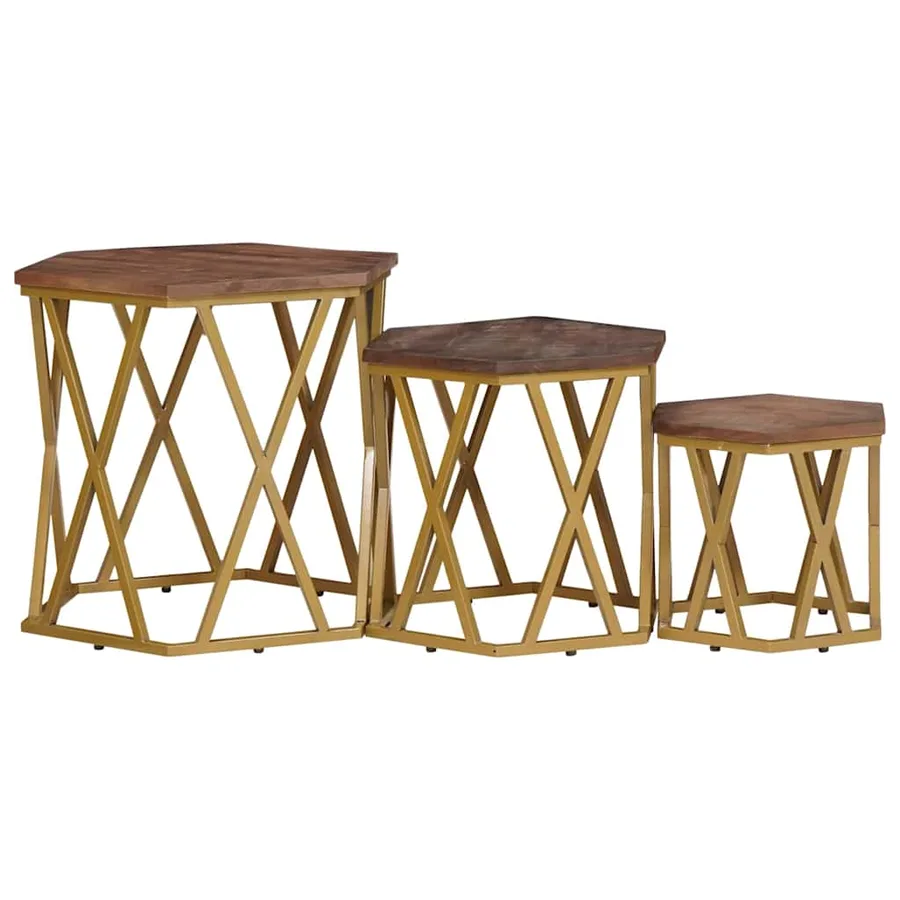 Tables basses Marron 55 x 55 x 50 cm Bois de mangue massif - 7