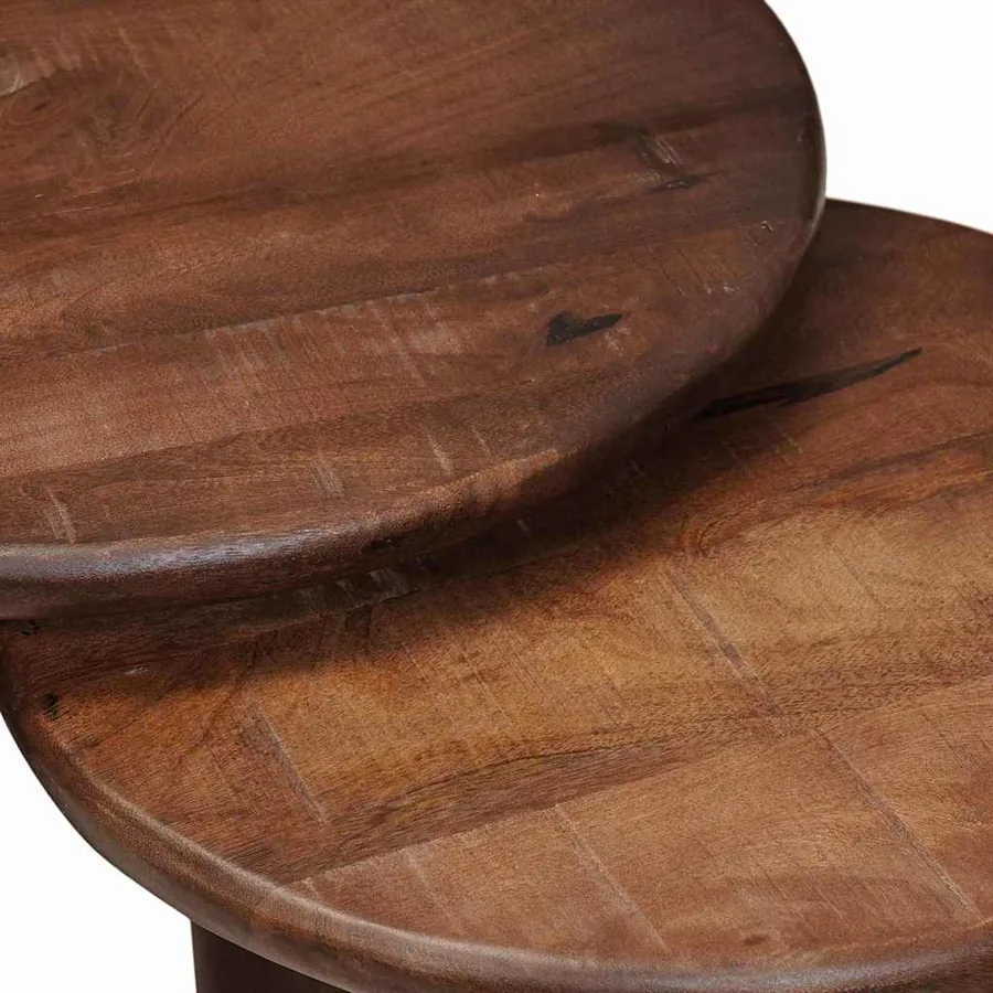 Tables basses gigognes 3 pcs Marron foncé Bois de mangue massif - 8