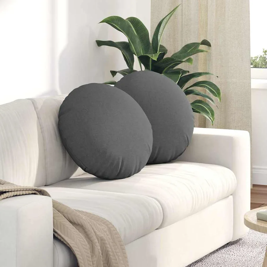 Coussins de siège 2 pcs Gris foncé Ø50 x 19 cm tissu