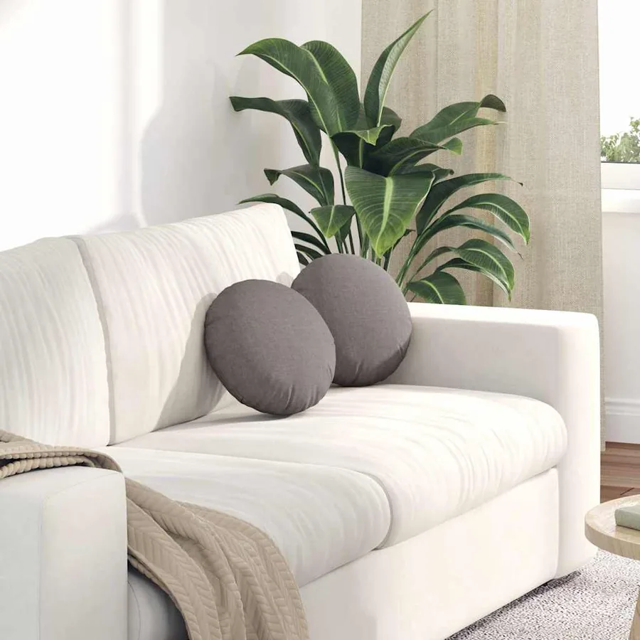 Coussins de siège 2 pcs Taupe Ø30 x 13 cm tissu