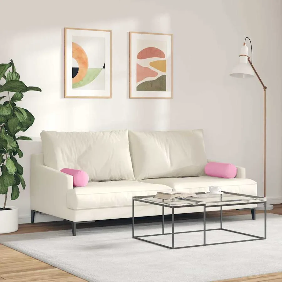 Coussins d'accent 2 pcs Rose Ø 15 x 40 cm tissu - 4