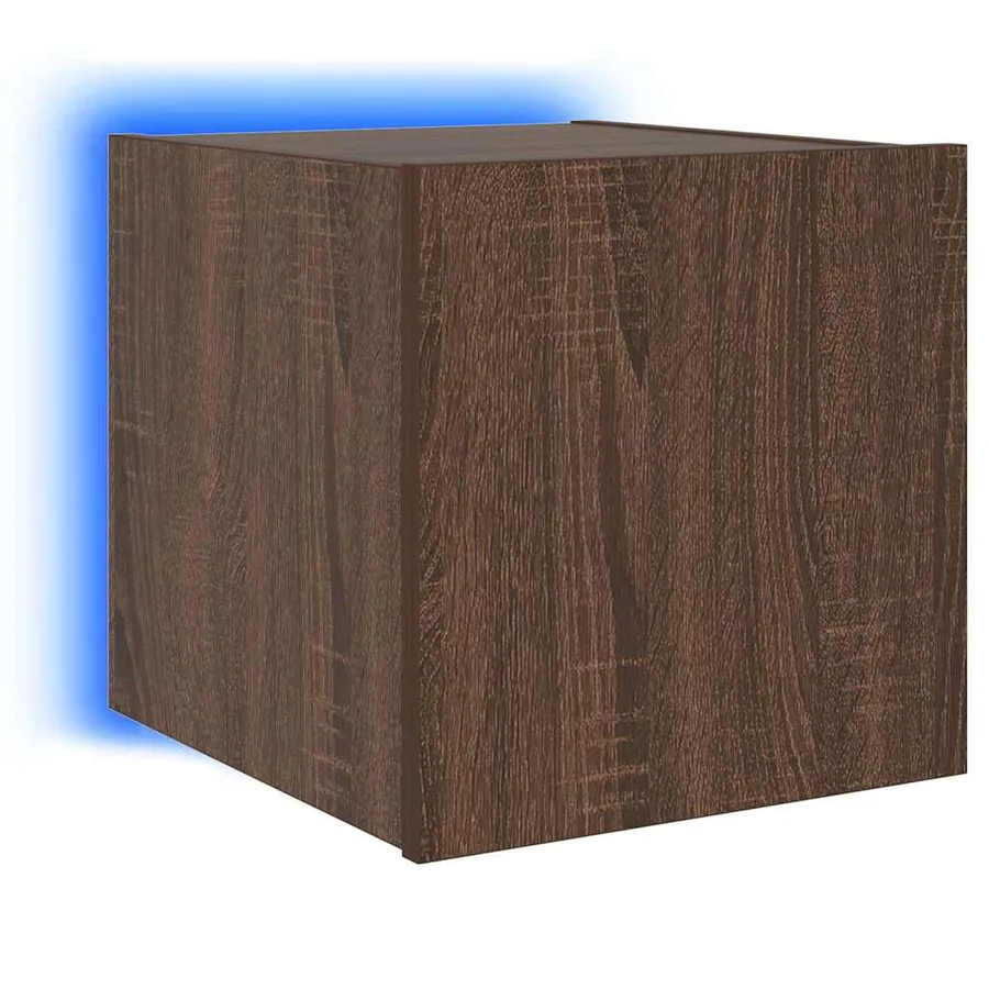 Meubles TV muraux lumières LED 2 pcs chêne marron 30,5x35x30 cm - 11
