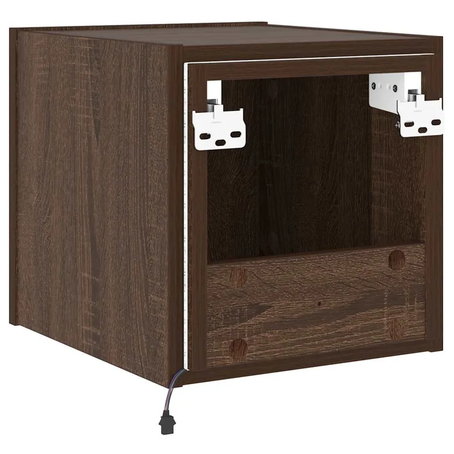 Meubles TV muraux lumières LED 2 pcs chêne marron 30,5x35x30 cm - 13