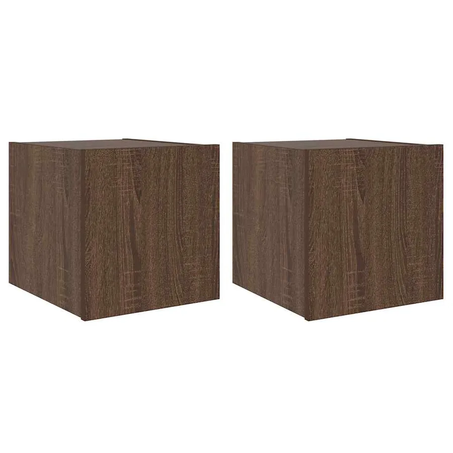 Meubles TV muraux lumières LED 2 pcs chêne marron 30,5x35x30 cm - 2