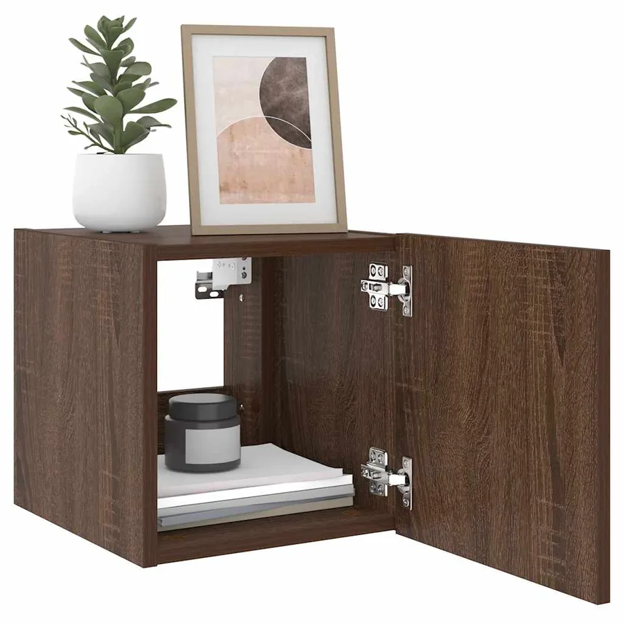 Meubles TV muraux lumières LED 2 pcs chêne marron 30,5x35x30 cm - 6