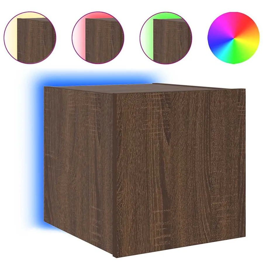 Meubles TV muraux lumières LED 2 pcs chêne marron 30,5x35x30 cm - 7