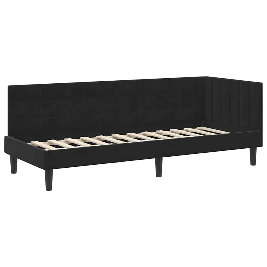 Cadre de lit d'angle Noir 80 cm x 200 cm Velours - 4