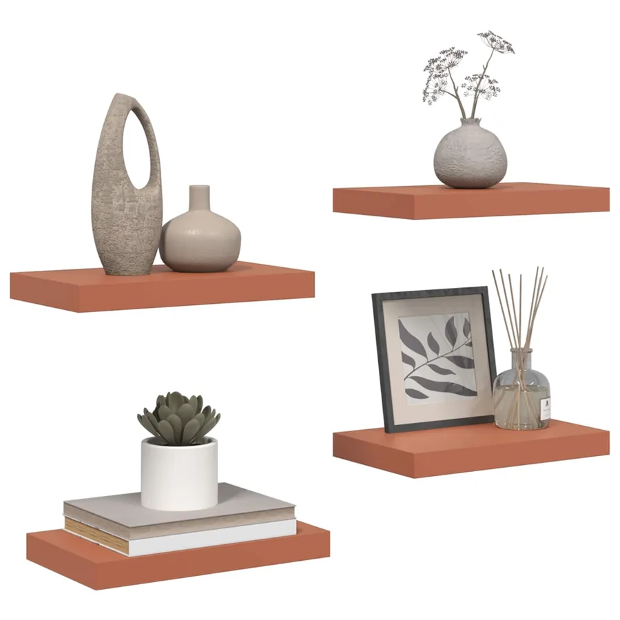 Étagère Murale 4 pcs Rouge 40 x 23,5 x 4 cm Bois d'ingénierie - 3