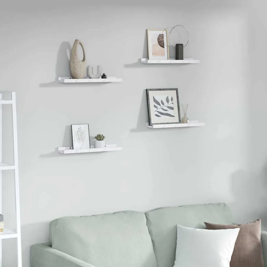 Étagère Murale Montage mural 4 pcs Marbre blanc 40 x 9 x 3 cm
