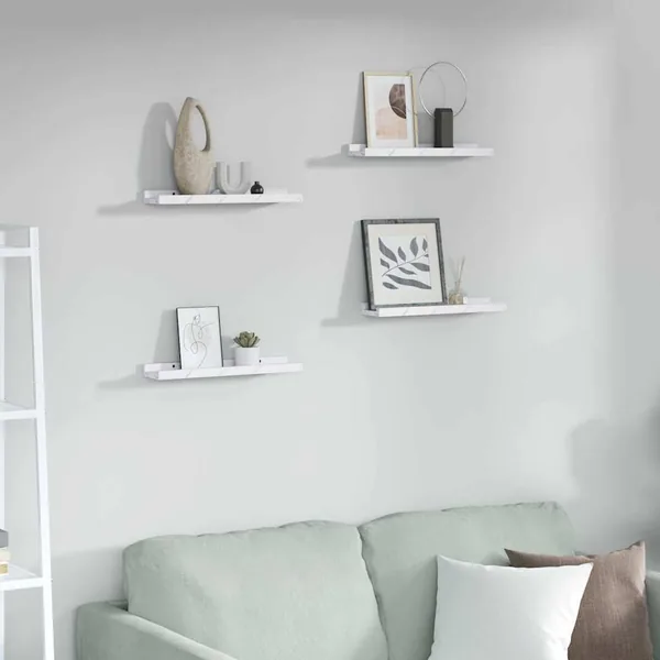 Étagère Murale Montage mural 4 pcs Marbre blanc 40 x 9 x 3 cm