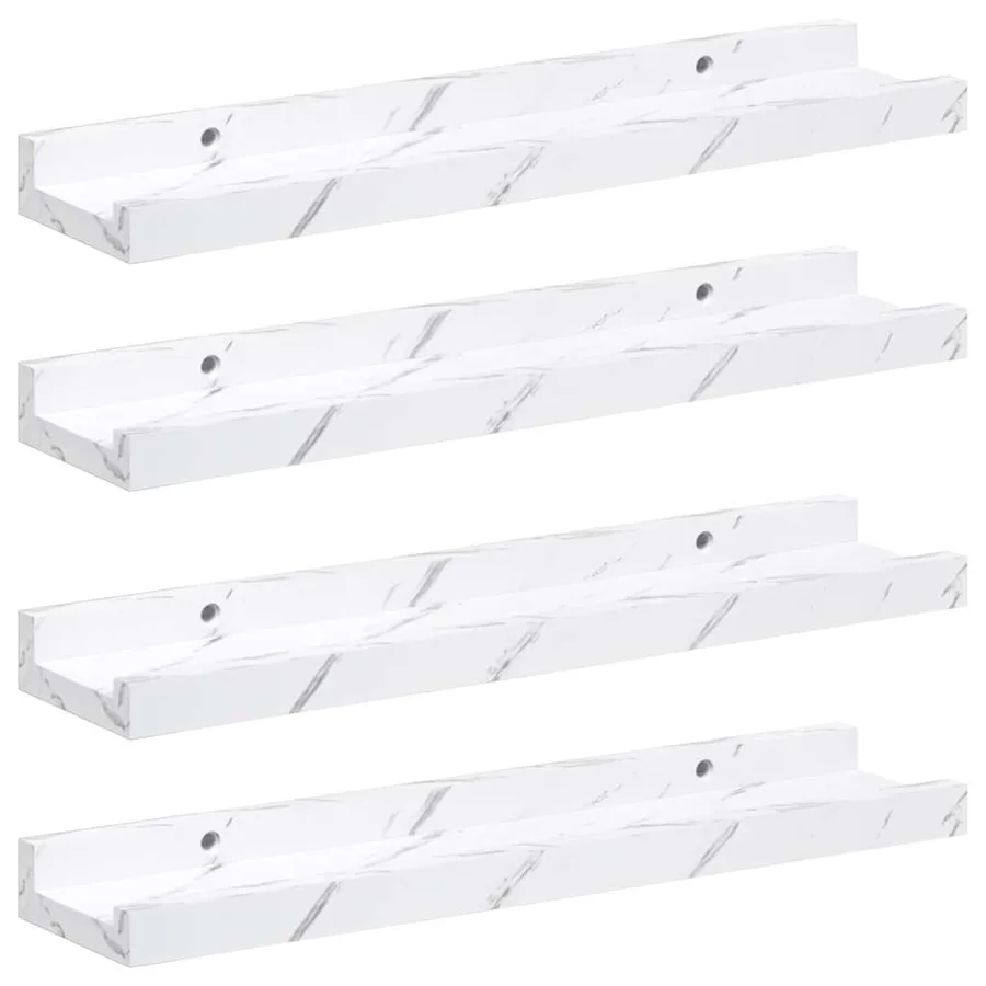 Étagère Murale Montage mural 4 pcs Marbre blanc 40 x 9 x 3 cm - 2