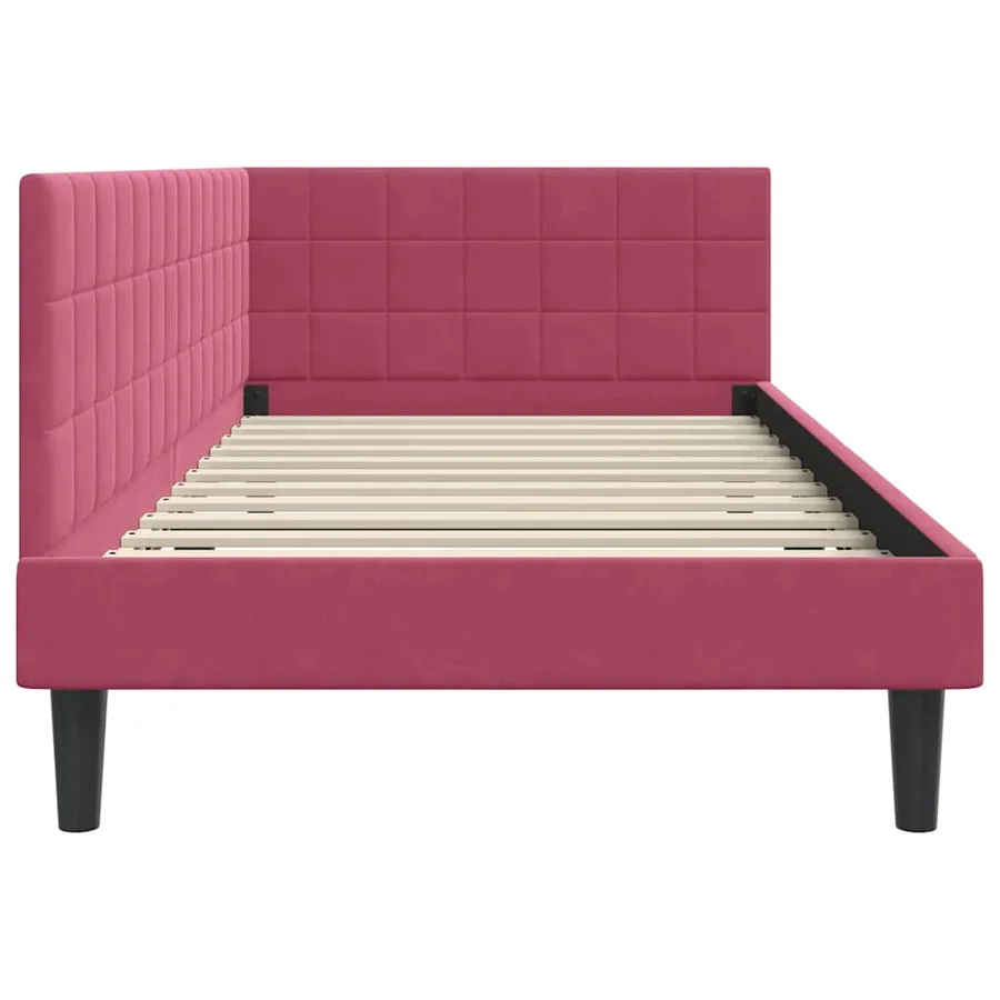 Cadre de lit d'angle Bordeaux 90 cm x 200 cm Velours - 6