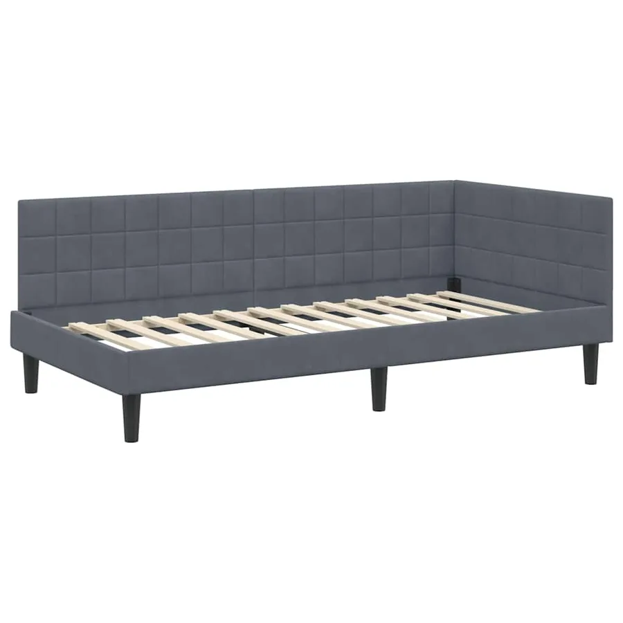 Cadre de lit d'angle Gris foncé 100 cm x 200 cm Velours - 4