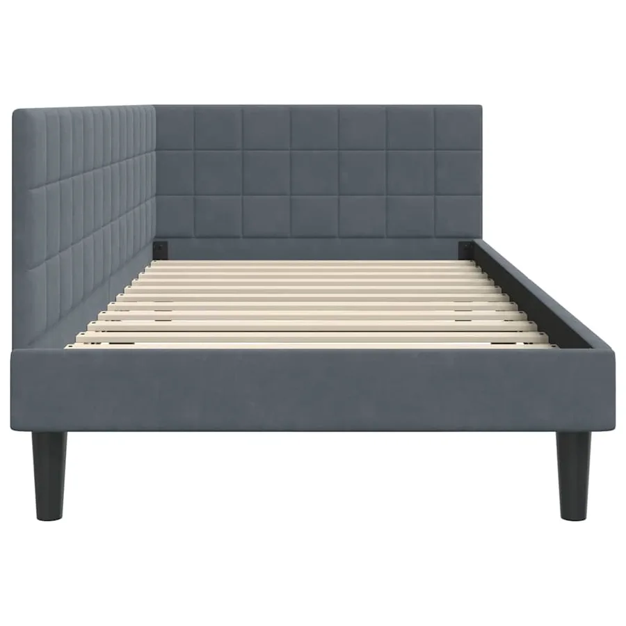 Cadre de lit d'angle Gris foncé 100 cm x 200 cm Velours - 6