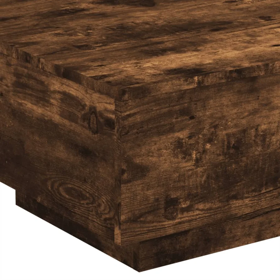 Table basse avec lumières LED chêne fumé 55x55x31 cm - 10