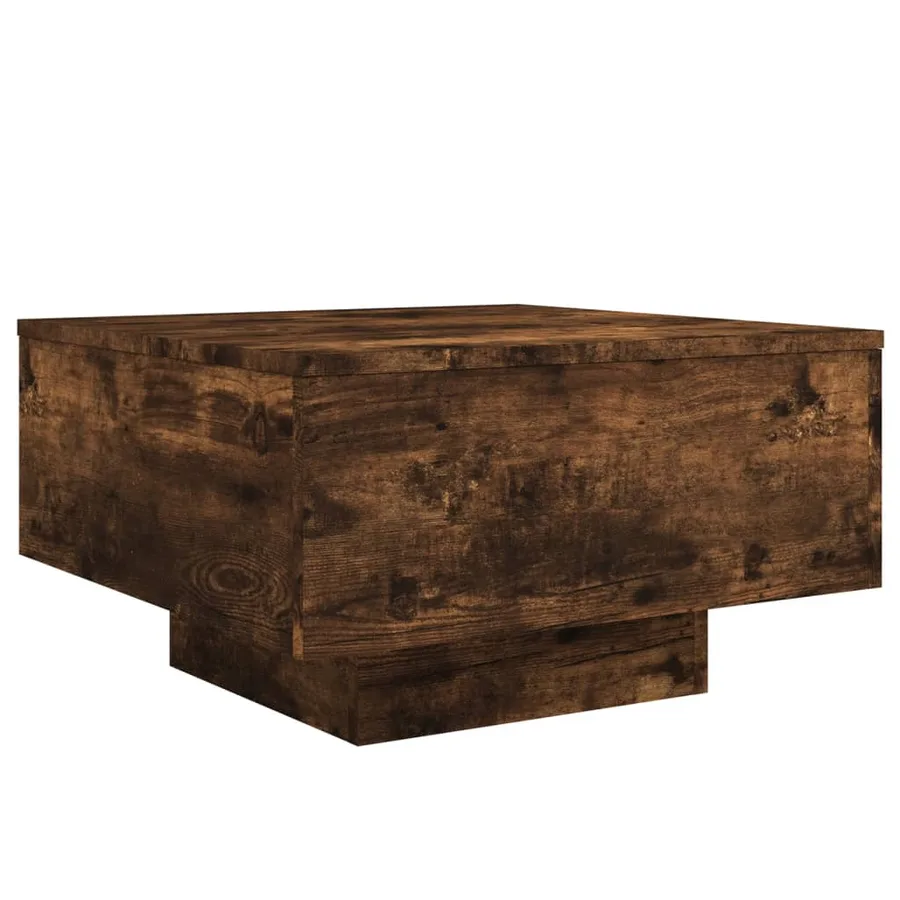 Table basse avec lumières LED chêne fumé 55x55x31 cm - 3