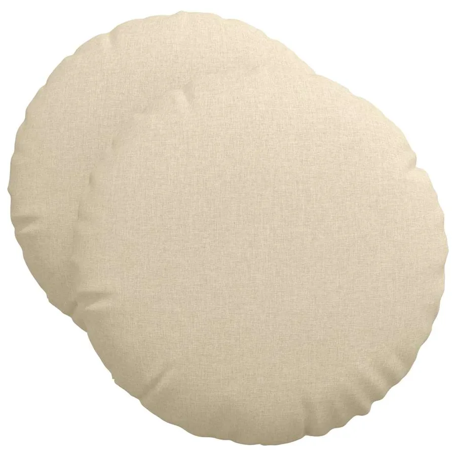 Coussins de siège 2 pcs Crème Ø50 x 19 cm tissu - 2