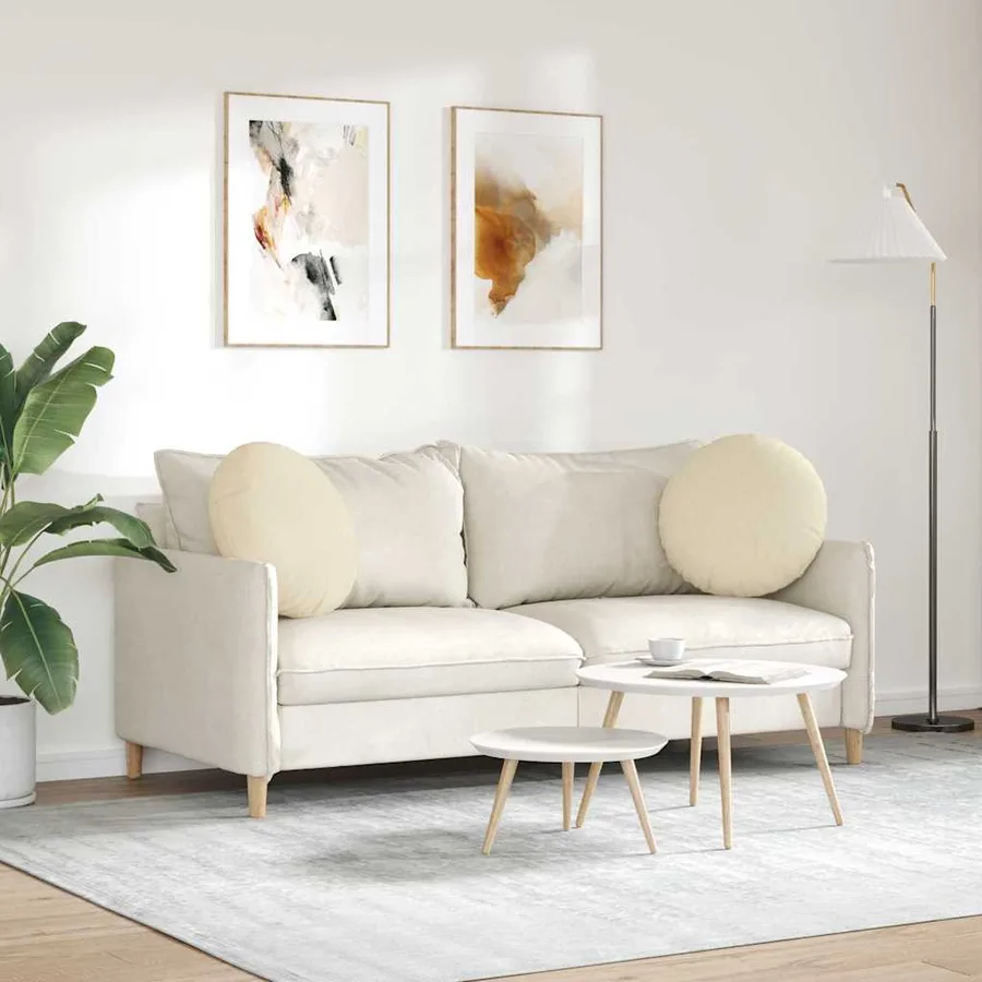 Coussins de siège 2 pcs Crème Ø50 x 19 cm tissu - 4