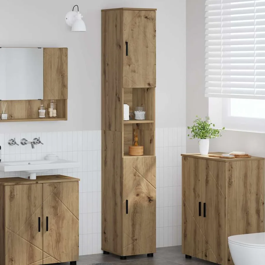 Cabinet de salle de bain Chêne artisanal 30 x 35 x 192 cm