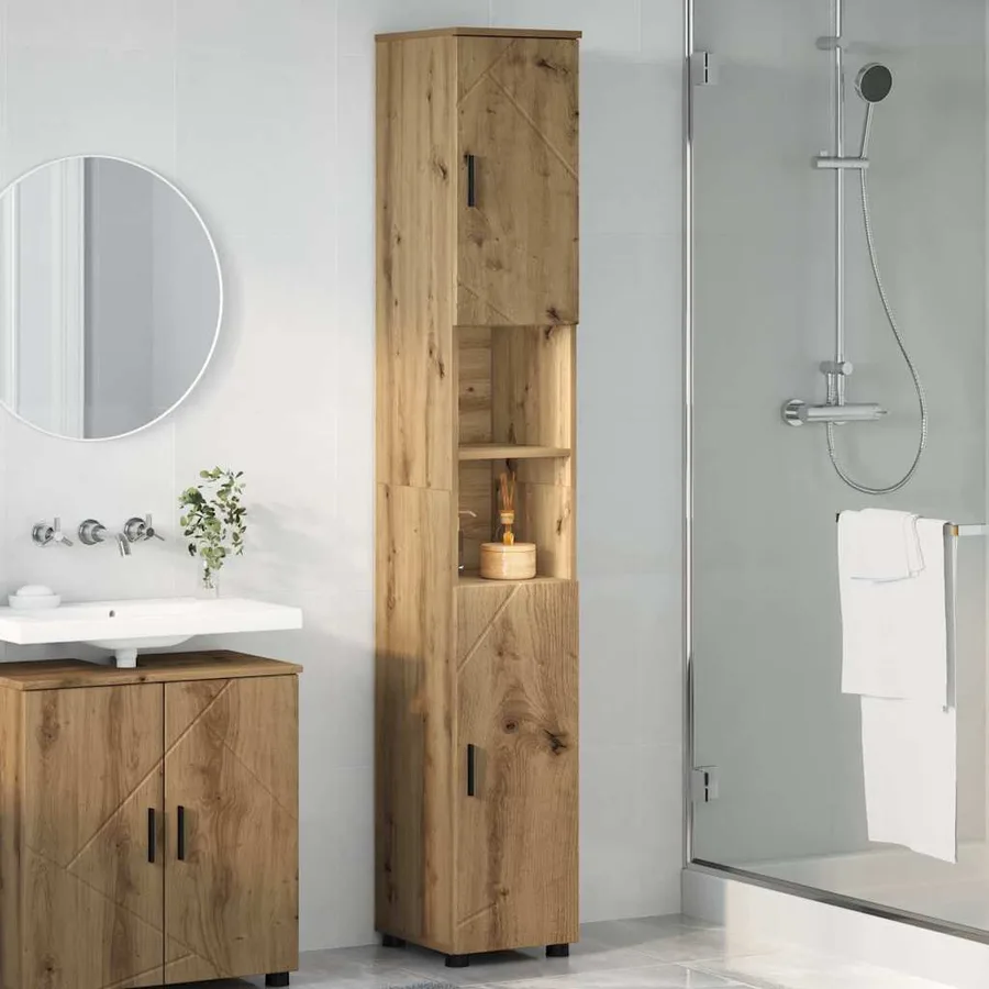 Cabinet de salle de bain Chêne artisanal 30 x 35 x 192 cm - 4