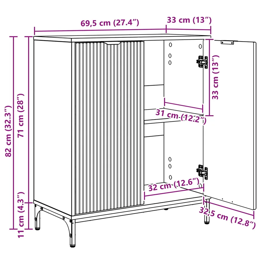 Buffet Chêne Sonoma 69,5 x 33 x 82 cm Bois d'ingénierie - 15