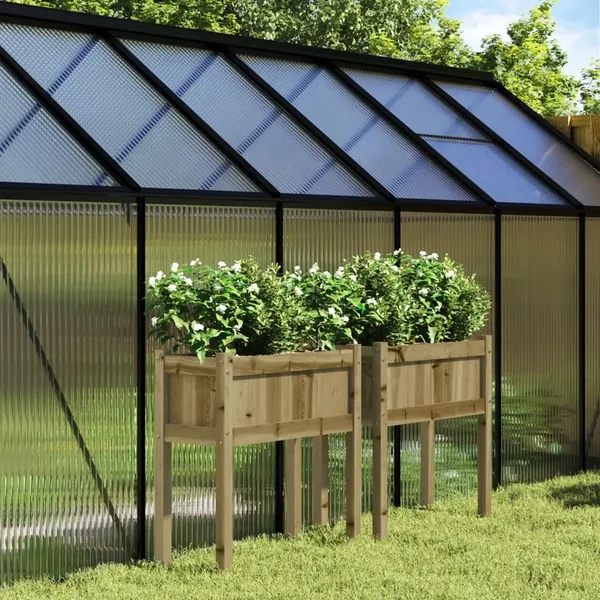 Jardinières 2 pcs avec pieds bois de pin imprégné