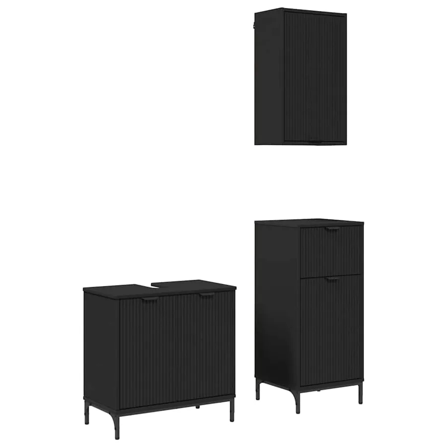 Ensemble de mobilier de salle de bain avec tiroir 3 pcs Noir - 2