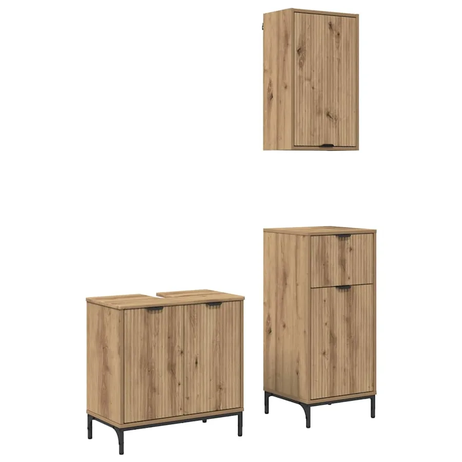 Ensemble de mobilier de salle de bain 3 pc Chêne artisanal - 2