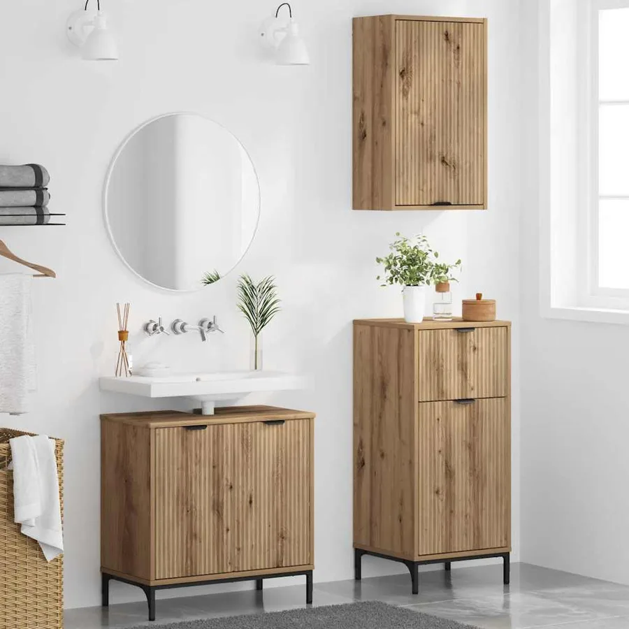 Ensemble de mobilier de salle de bain 3 pc Chêne artisanal - 4