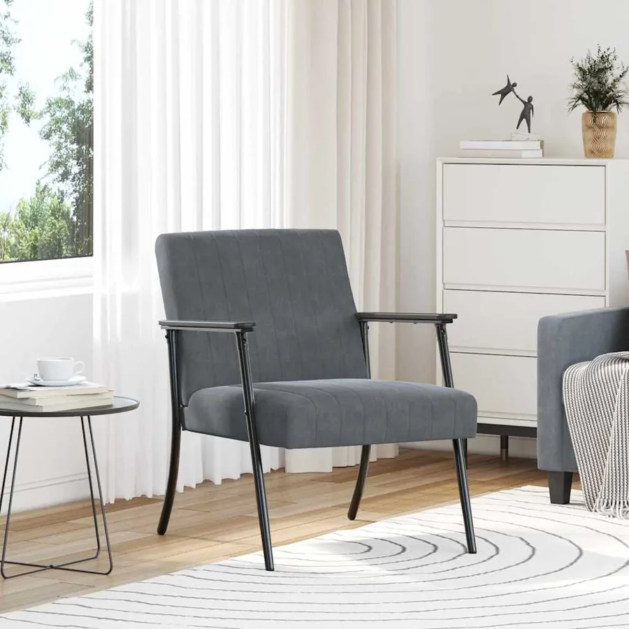 fauteuil Gris foncé 59 x 75 x 78 cm Velours
