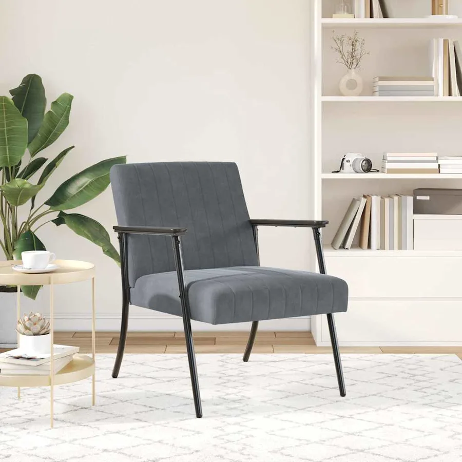 fauteuil Gris foncé 59 x 75 x 78 cm Velours - 3