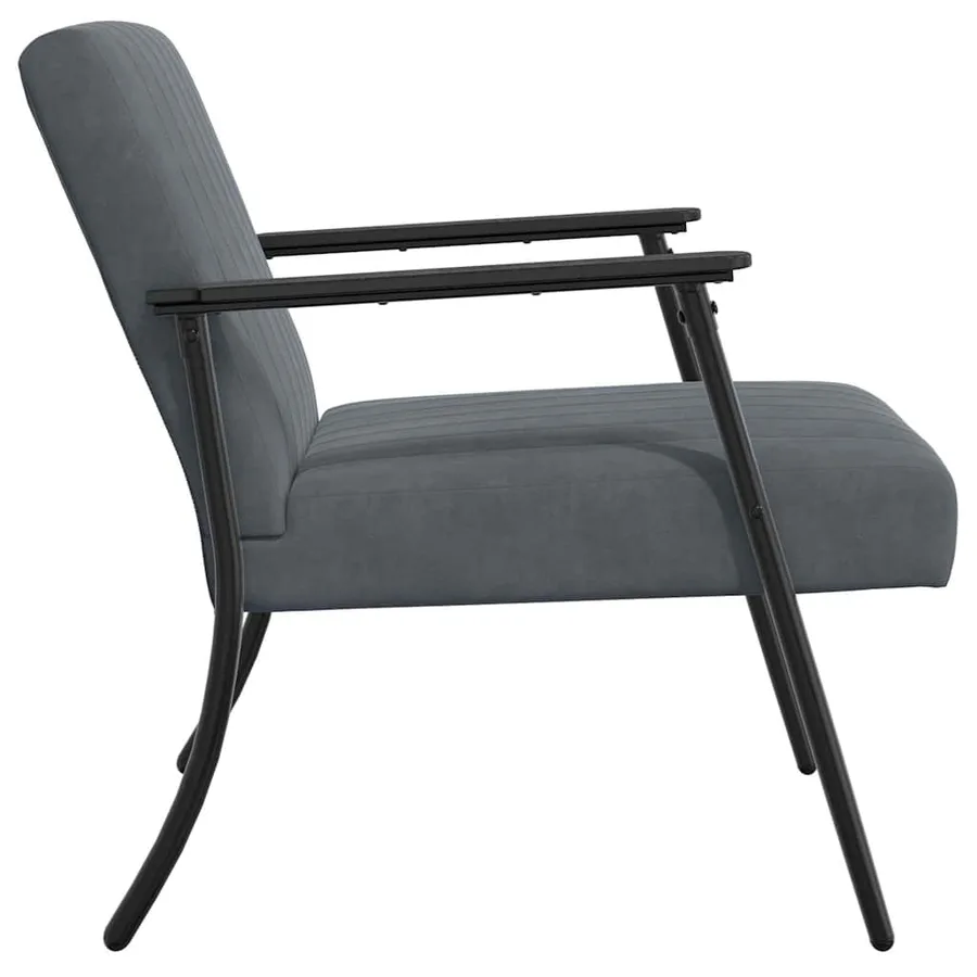 fauteuil Gris foncé 59 x 75 x 78 cm Velours - 5