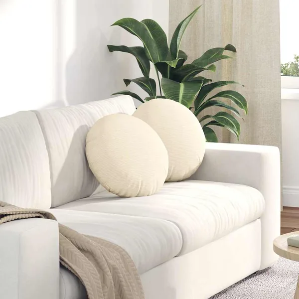 Coussins de siège 2 pcs Crème Ø 40 cm Tissu en velours côtelé