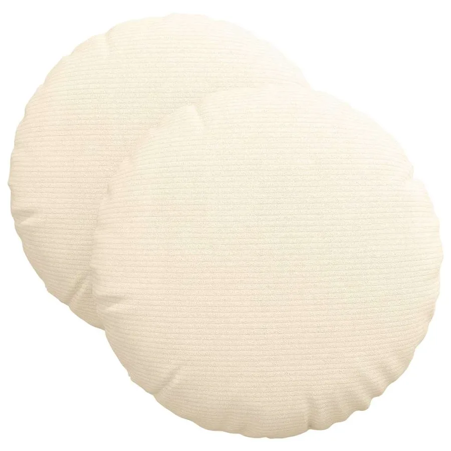 Coussins de siège 2 pcs Crème Ø 40 cm Tissu en velours côtelé - 2