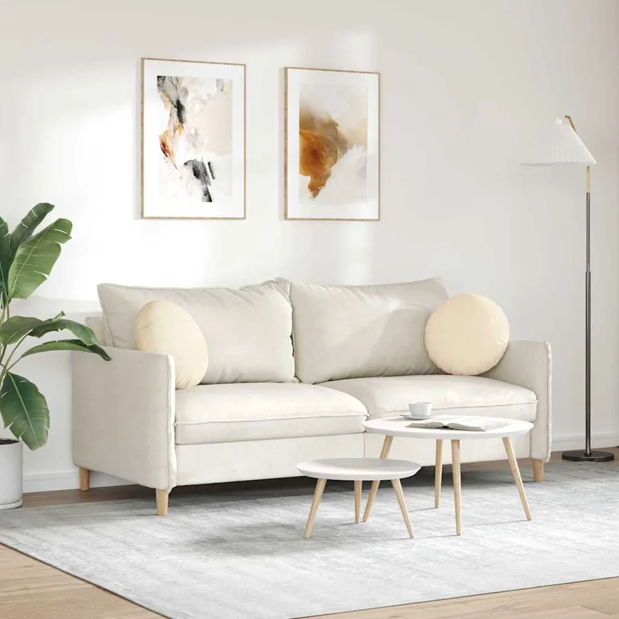 Coussins de siège 2 pcs Crème Ø 40 cm Tissu en velours côtelé - 4