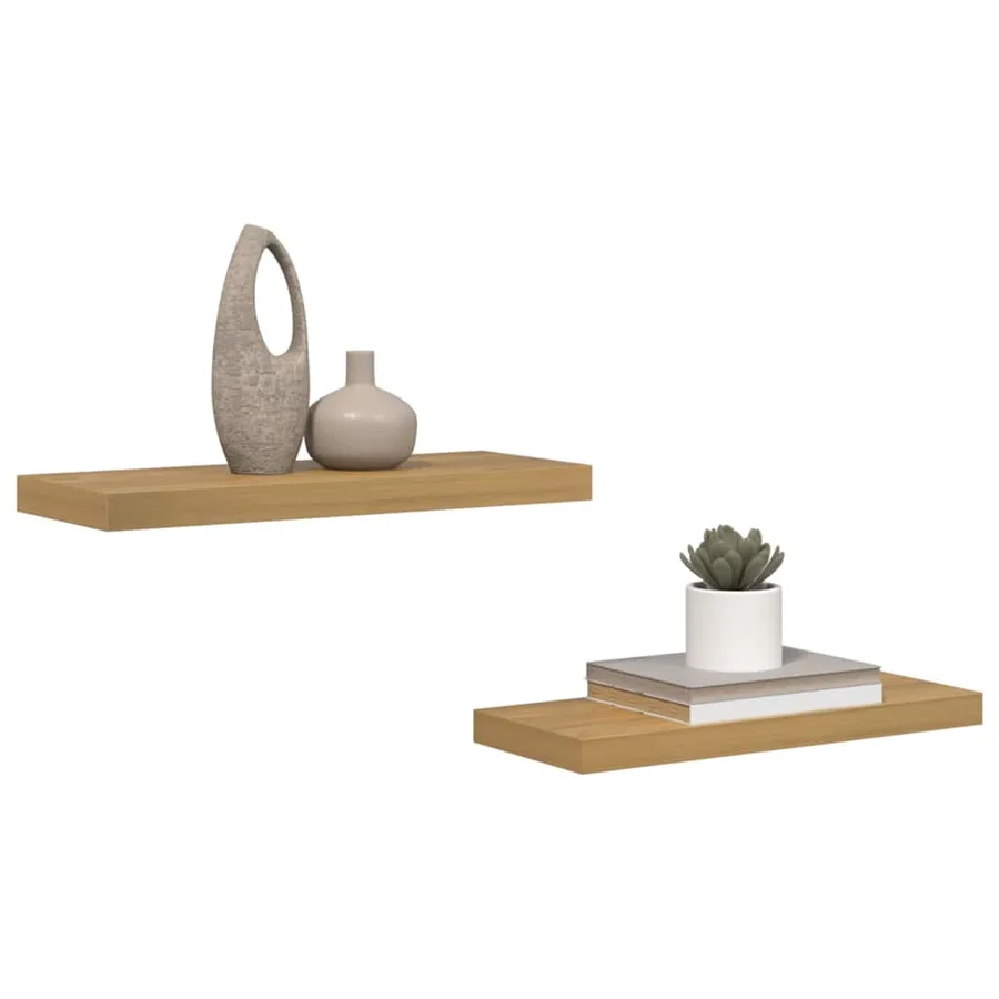 Étagère Murale 2 pcs Marron 60 x 23 x 4 cm Bois d'ingénierie - 3