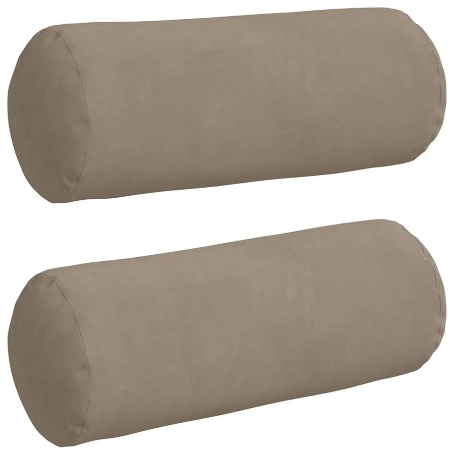 Coussins d'accent 2 pcs Taupe Ø 15 x 40 cm Tissu en microfibre - 2