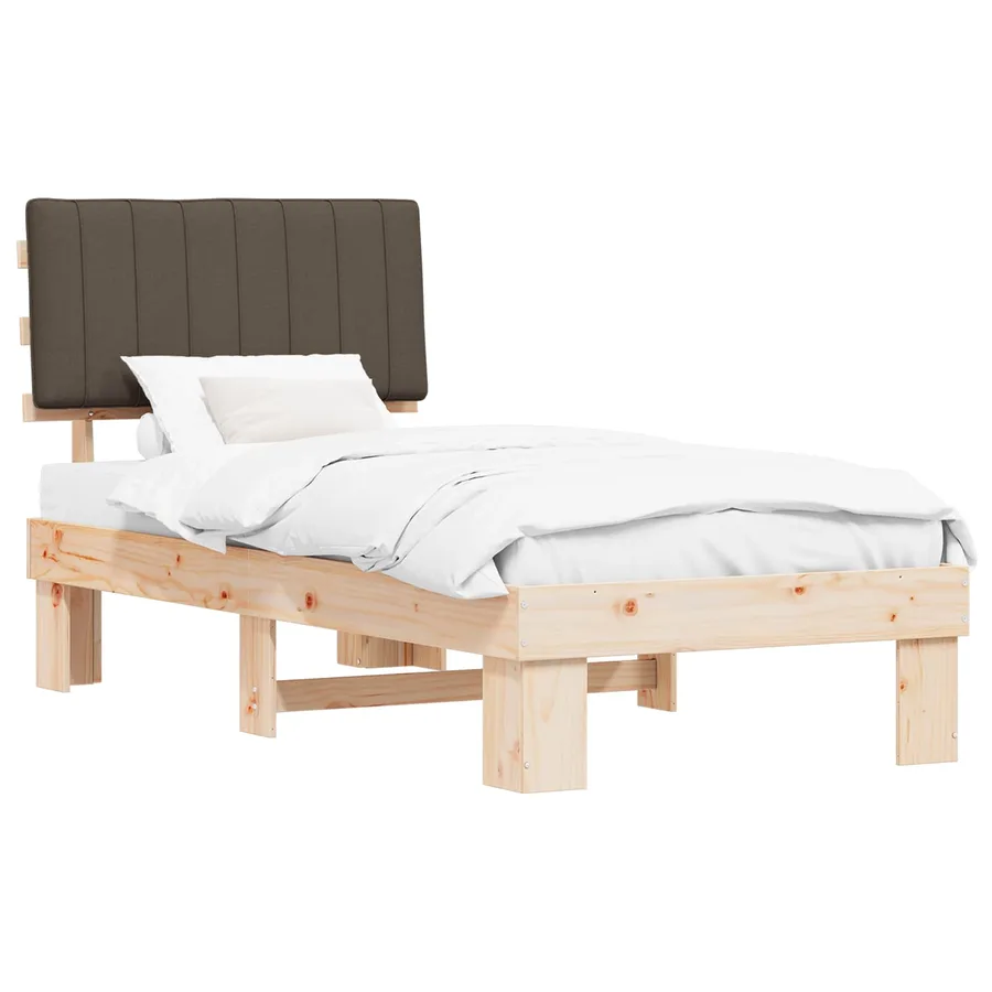 Cadre de lit avec tête de lit rembourrée Taupe 90 x 200 cm - 2