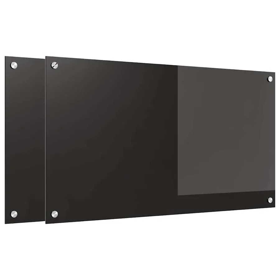 Crédence de cuisine 2 pcs Noir 90 x 50 cm verre trempé - 2