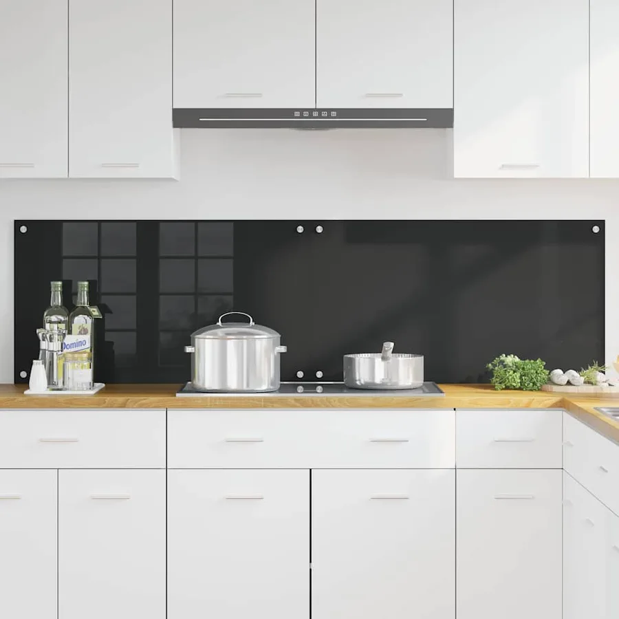 Crédence de cuisine 2 pcs Noir 90 x 50 cm verre trempé - 3
