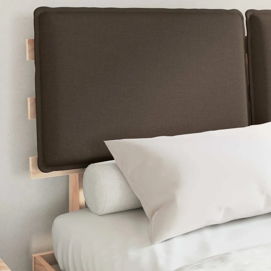Cadre de lit avec tête de lit rembourrée Taupe 150 x 200 cm - 3